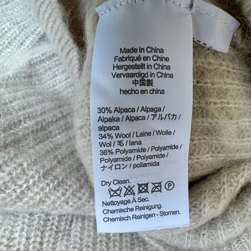 J Crew Alpaca Wool Ribbed Cropped V Neck Cardigan Sweater Blend Stone Beige XS - Picture 7 of 8